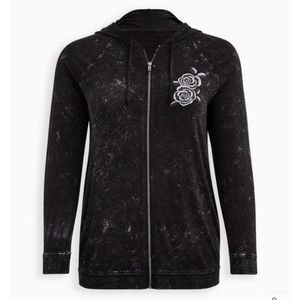 Torrid Lovesick Black Zip Hoodie Size 6